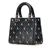 ディオール エンブロイダリー フラワー ハンドバッグ ショルダーバッグ 2WAY ブラック ブルー レザー レディース Dior 【中古】
